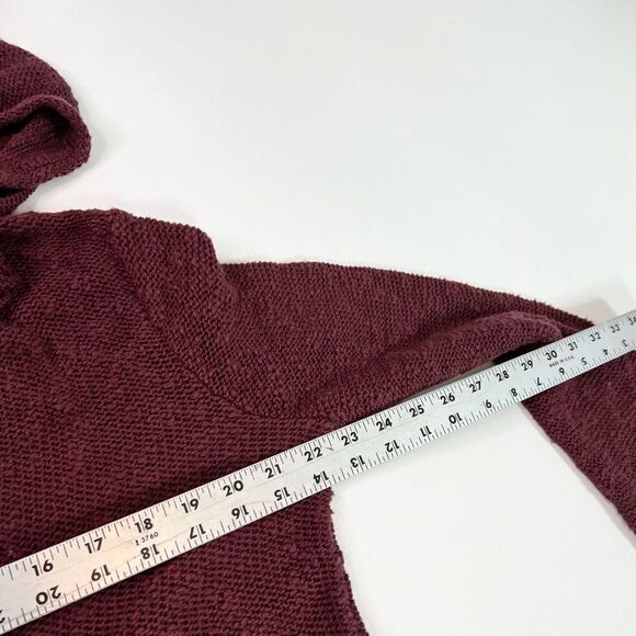 Roxy Hang With Me Sweater Womens Small Burgundy Open Knit Pullover Hooded - Picture 8 of 11